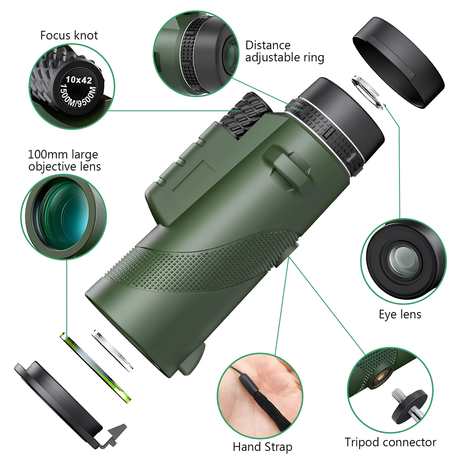 High Power 80X100 HD Monocular Telescope for Adults - Ideal for Outdoor Wildlife Hunting, Bird Watching, and Camping - Two Color