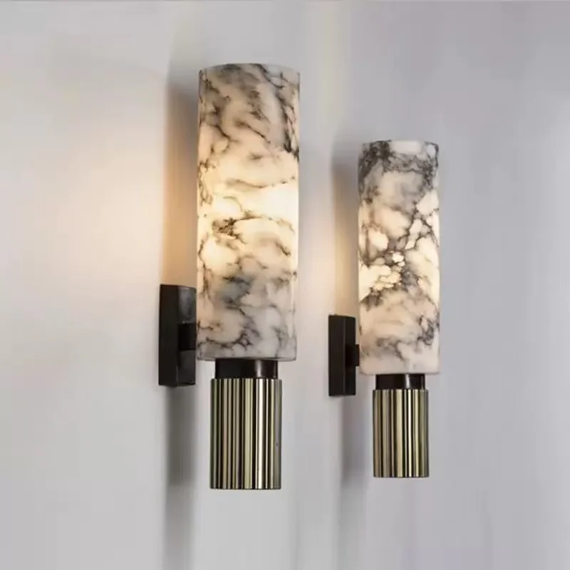 

Modern Luxury Natural Marble Wall Lamp Living Room Bedside Villa Bedroom Decoration LED Light Fixtures Home-appliance Wall Lamp