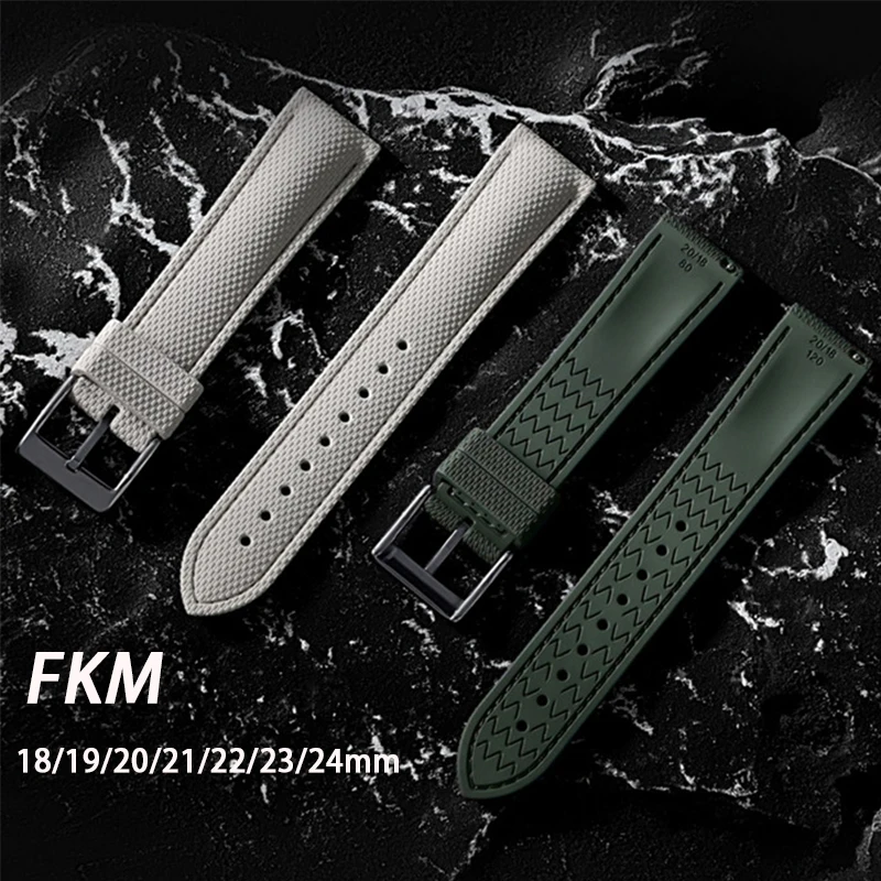 FKM Armband 18/19/20/21/22/23/24mm für Rolex Longines Seiko Omega Universal Fluorkautschuk Schnellwechsel-Uhrenarmband für MoonSwatch
