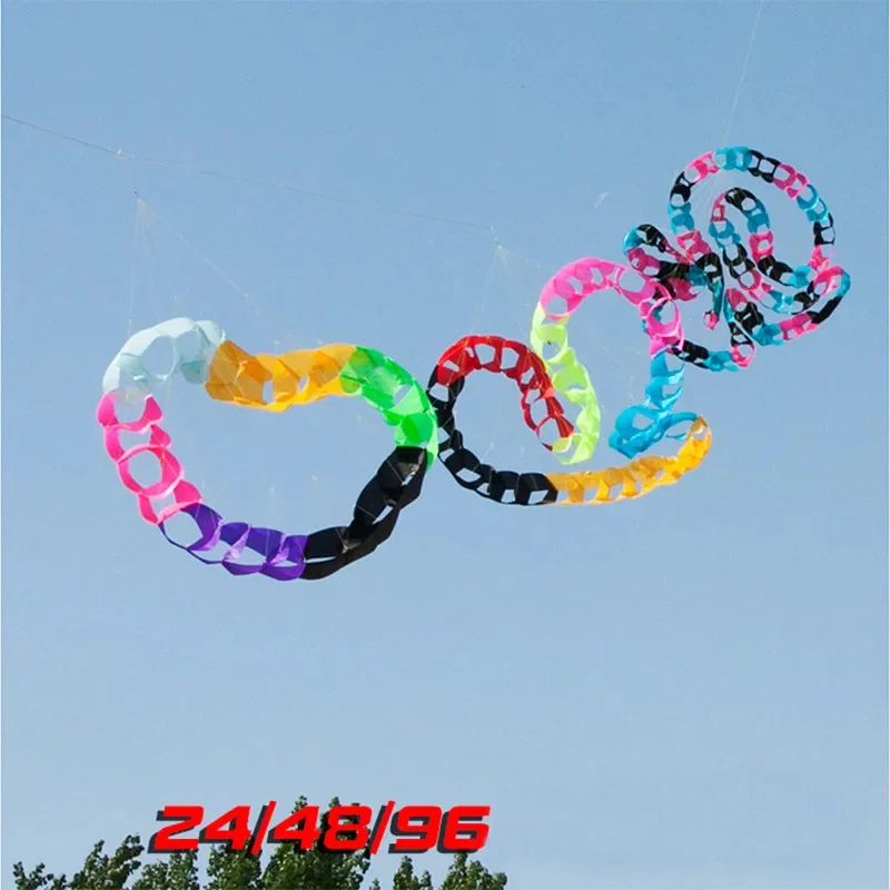 3d kite 96 วงกลมหลุมจี้ kite windsocks soft kite เกมกลางแจ้ง kite surfing spinning top เชือกตัวชี้เลเซอร์สนุก