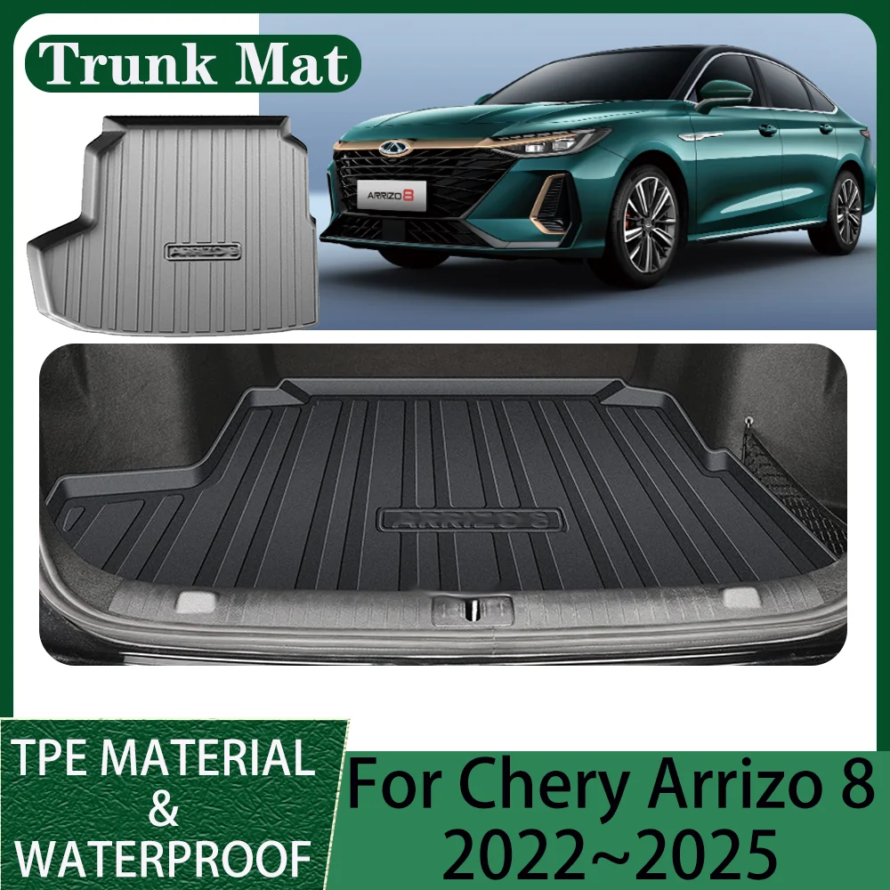 

Для Chery Arrizo 8 2022 ~ 2025 2023 2024 автомобильный водонепроницаемый коврик в багажник из ТПЭ с защитой от царапин, лоток, переноска, защита, аксессуары для интерьера