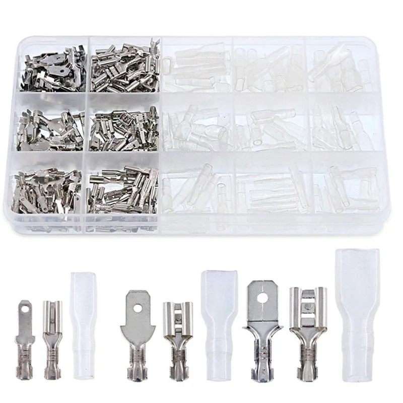 270PCS/Box Plug In Brass tin plating 2.8/4.8/6.3mm sheathed insulated male bus connector crimping wire tinned cable matching kit