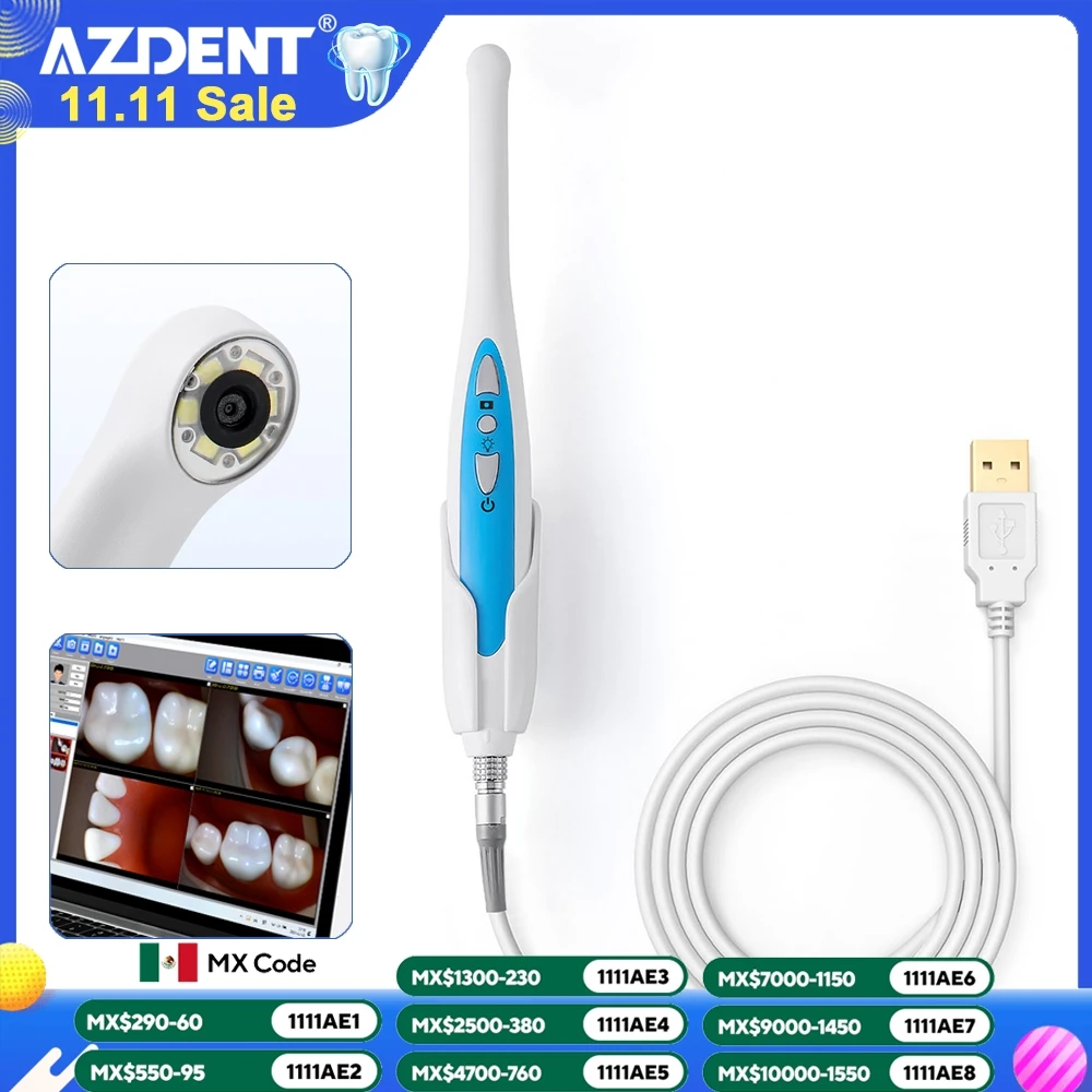 

AZDENT Dental Intraoral Camera 6pcs White LED Lamp Super-wide Automatically Adjusting Focus Lens