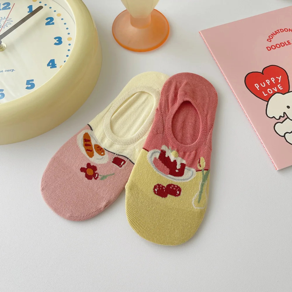 اليابانية Kawaii الكرتون لطيف جورب النعال النساء الصيف غير مرئية لا تظهر الجوارب تنفس القطن منخفضة قطع الكاحل قارب الجوارب الهدايا #5