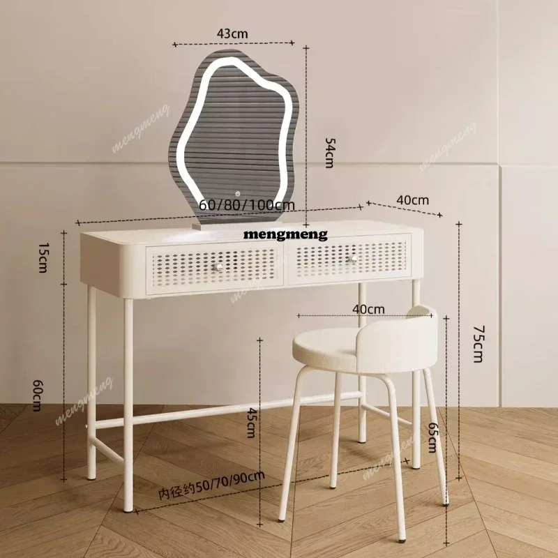 White Nordic Organizer Vanity Table Mirror Drawers Makeup Girls Small Dressers Space Saving Pentiadeira Feminina Room Furniture