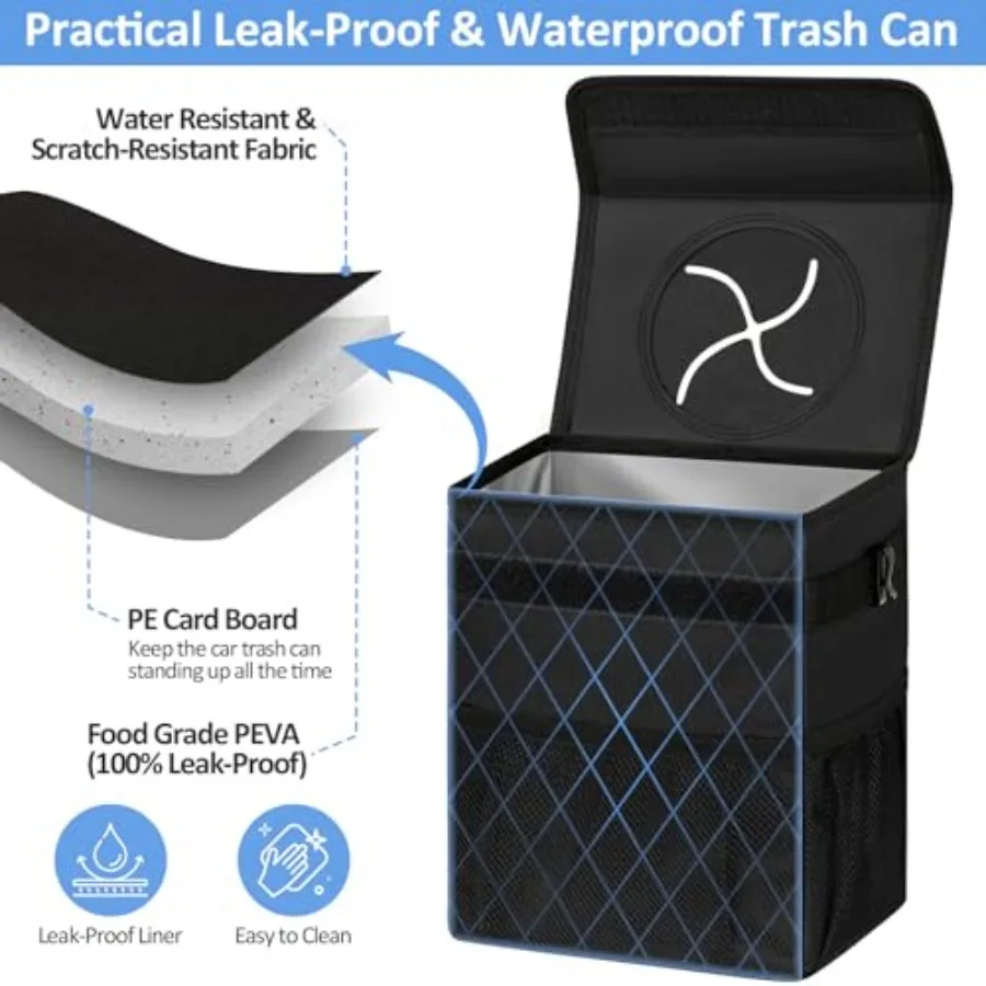 Car Trash Can Bin for Back Seat Leak Proof, Cute Car Trash Bag Hanging, Vehicle Trash Can for SUV Truck Van, Automotive Garbage view 3