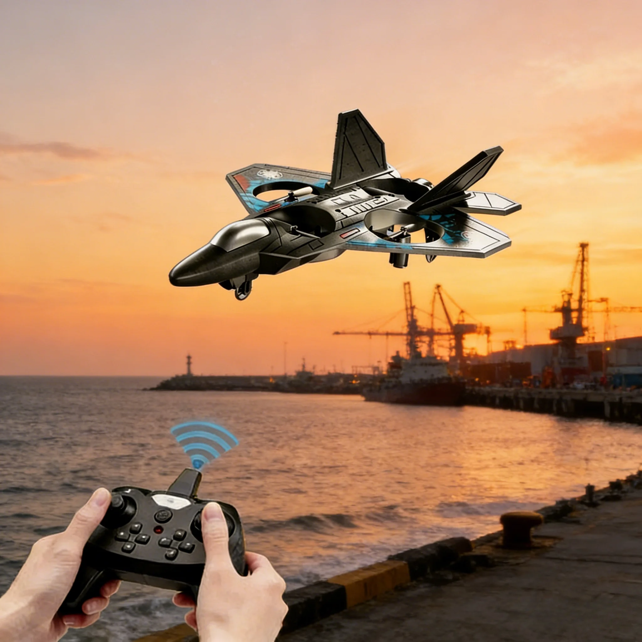 2.4G L0712 High - Performance RC Plane: Gravity - Sensing EPP Foam Fighter Glider Helicopter with Light, Ideal Gift for Boys