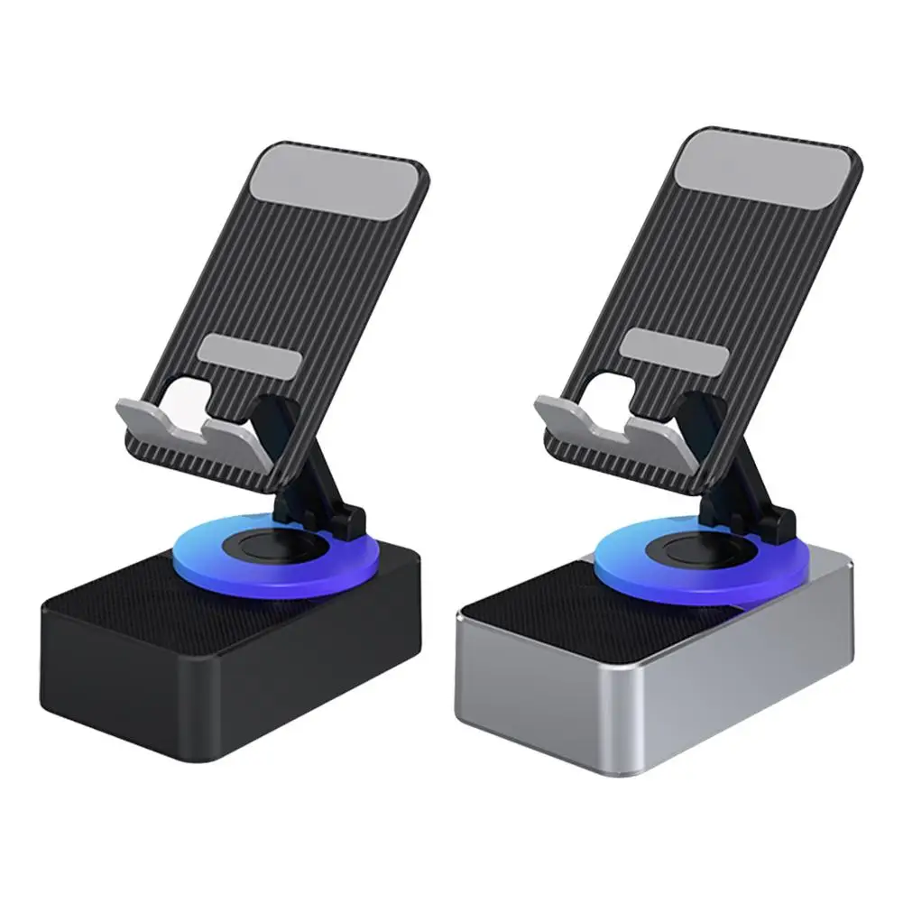 Soporte de teléfono móvil 3 en 1, Altavoz Bluetooth, Banco de carga, puede hablar, luz giratoria plegable, altavoz estéreo Bluetooth con soporte