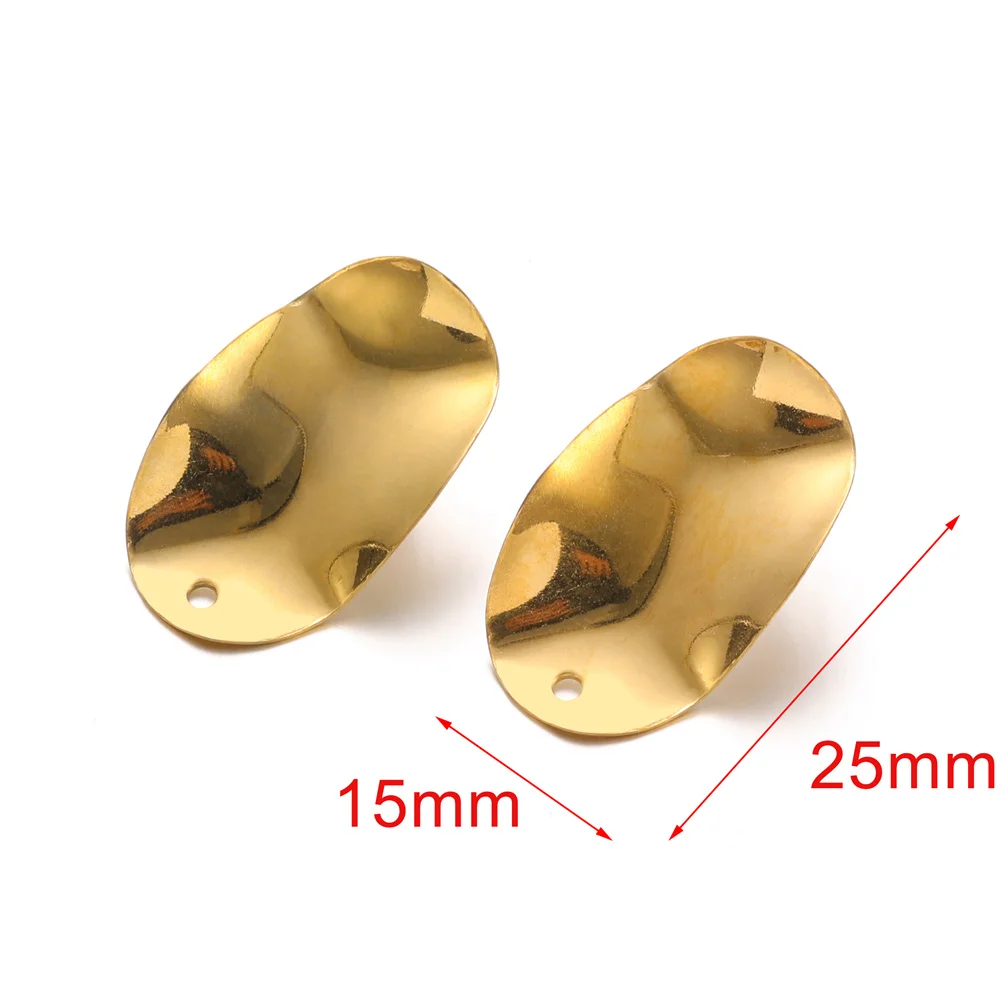 10pcs/lot Gold Stainless Steel Rhombic Oval Earrings Post Connectors Earrings Bulk DIY Jewelry Making Supplies Wholesale