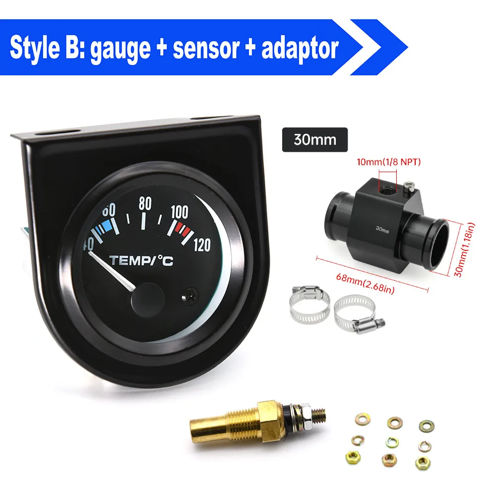 52mm Digitales Auto-Wassertemperaturmessgerät Sensor 10mm 40~120 Celsius Rennwasser-Temperaturmesser mit Adapteranschluss Rohr Kühler – Detail 14
