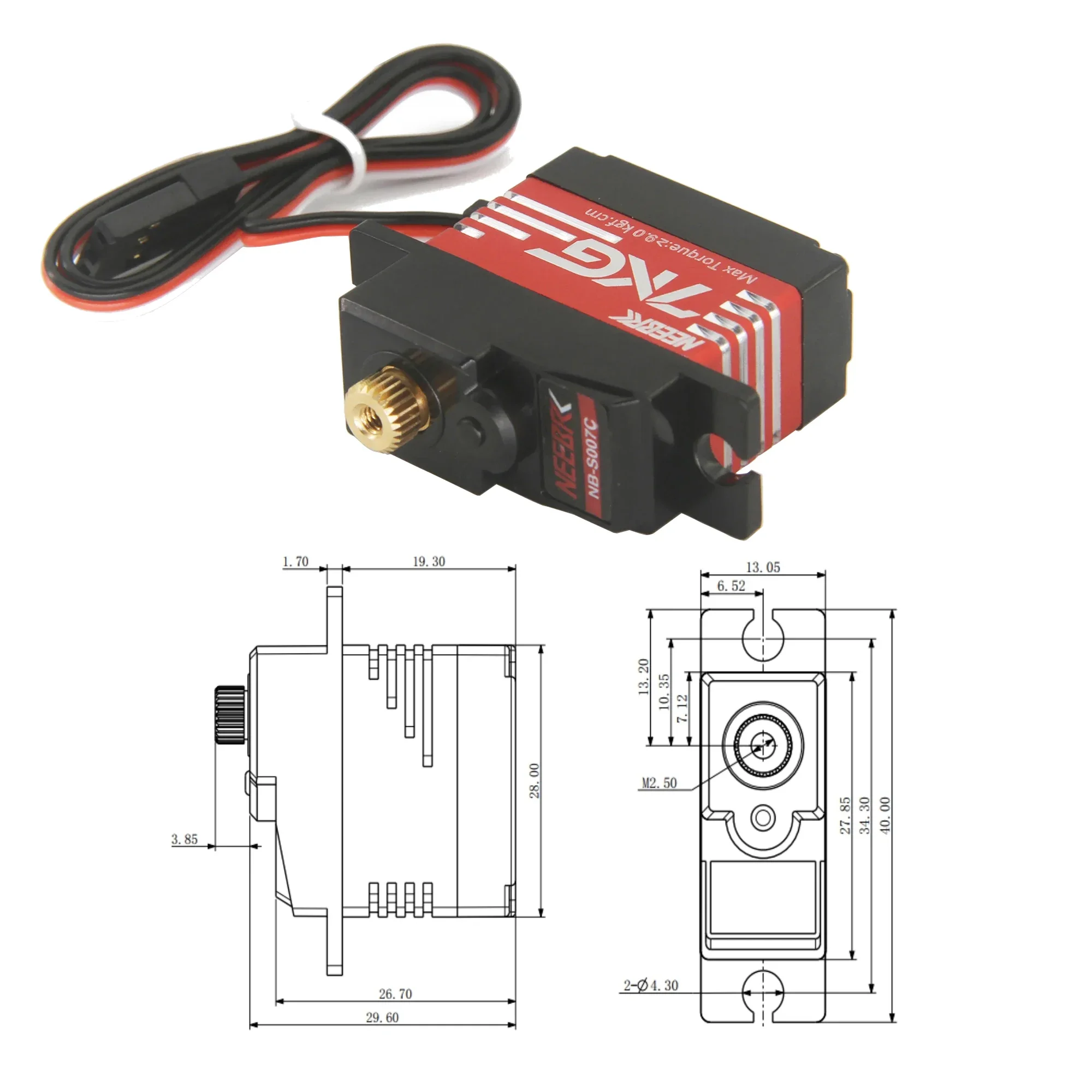 NEEBRC 7KG métal engrenage numérique Servo demi-cadre en aluminium 4.8-6V pour 1/14 1/16 RC voiture bateau Robot Wltoys 14010 Hyper Go 14209 16208