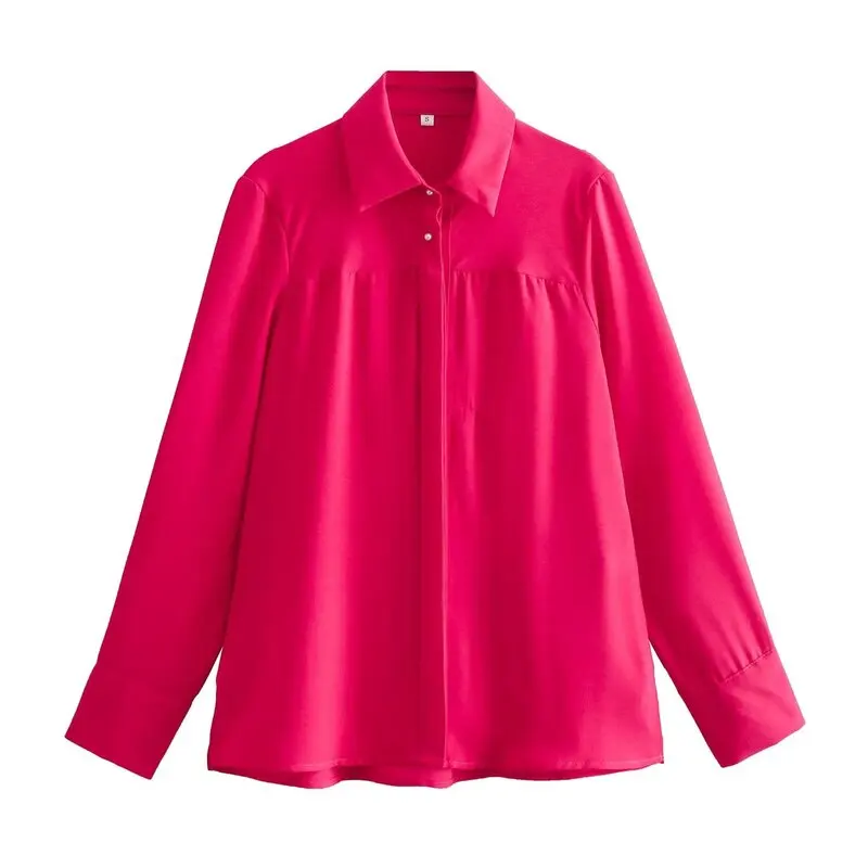 Primavera 2024 Donna irt Ele Bottone perla artificiale decorato Nuovo arrivo Vestibilità ampia Lungo Sve Versatile Sle 97052...