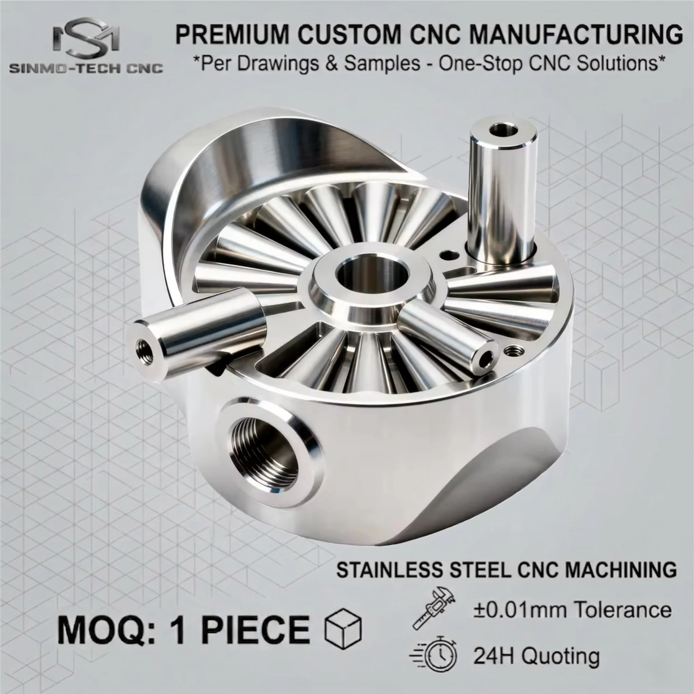 Custom 5-Axis CNC Machining for Corrosion Resistant Stainless Steel - Complex Geometry Milling - One-Stop Engineering Services
