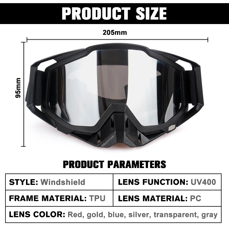 Uchoose New Protective Glasses Motorcycle Outdoor Sports Windproof Dustproof Eye Glasses Ski Snowboard Goggles Motocross Riot