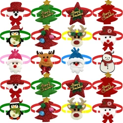 50/100PCS Christmas Small Dog Bow Ties Pet Cat Puppy Bow Ties Small Dog Collar Snowman Deer Holiday Grooming Neckties Bowties