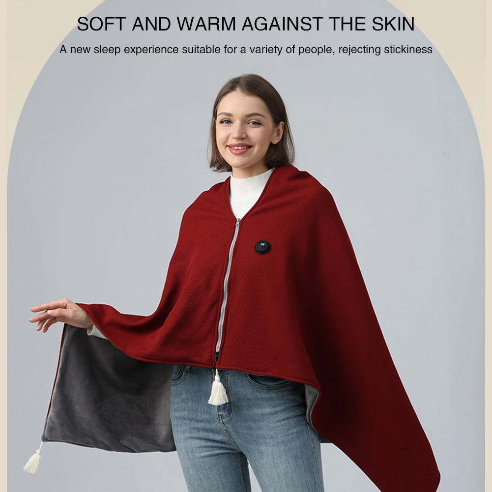 

Wearable Heated Throw Blanket Usb Battery Powered Outdoor Camping Thermal Supplies Fast Heating Cozy Soft Flannel