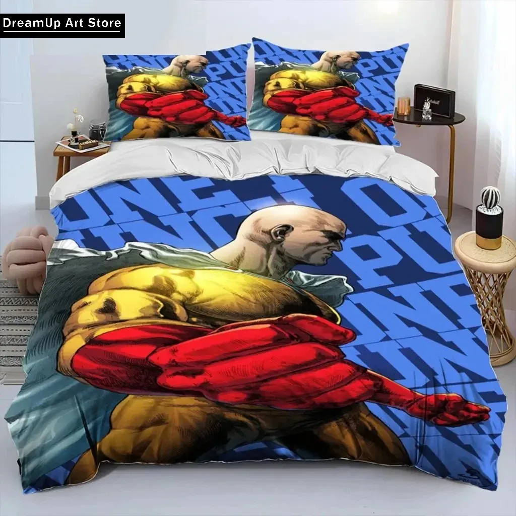 3D Print Anime One-Punch Man Saitama Bedding Set Boys Girls Twin Queen Full Size Duvet Cover Pillowcase Bed Adult Bedroom