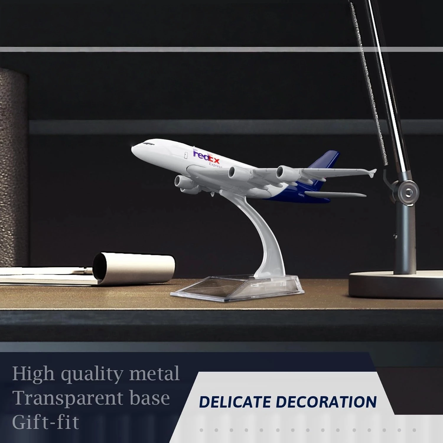 طبق الاصل فيديكس الخطوط الجوية a380 دييكاست نموذج طائرة 16 سنتيمتر 1:400 قاعدة بلاستيكية الهبوط لعبة معدني مطار طائرة الديكور #2