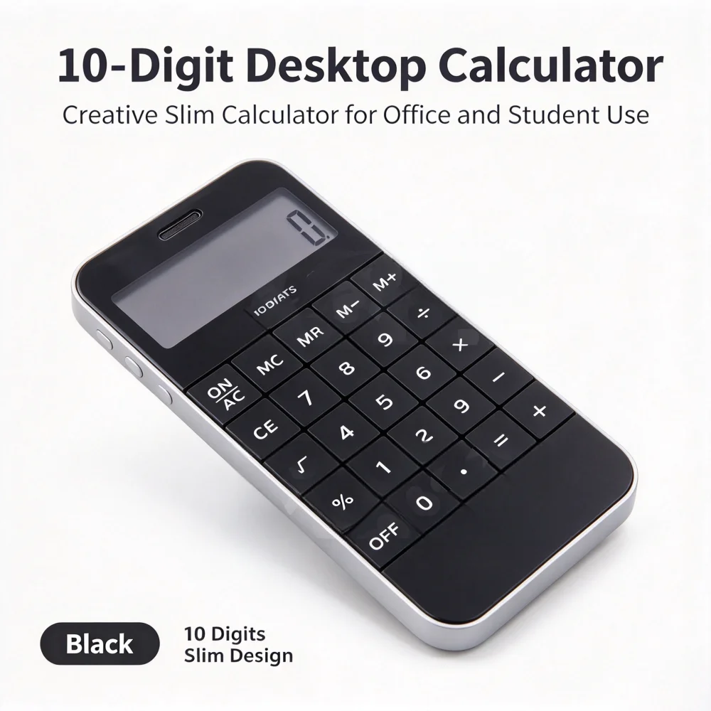 10-Digit Calculator, Creative Slim Calculator with LCD Display, Portable Mini Computer for Office, Student and Daily Calculation