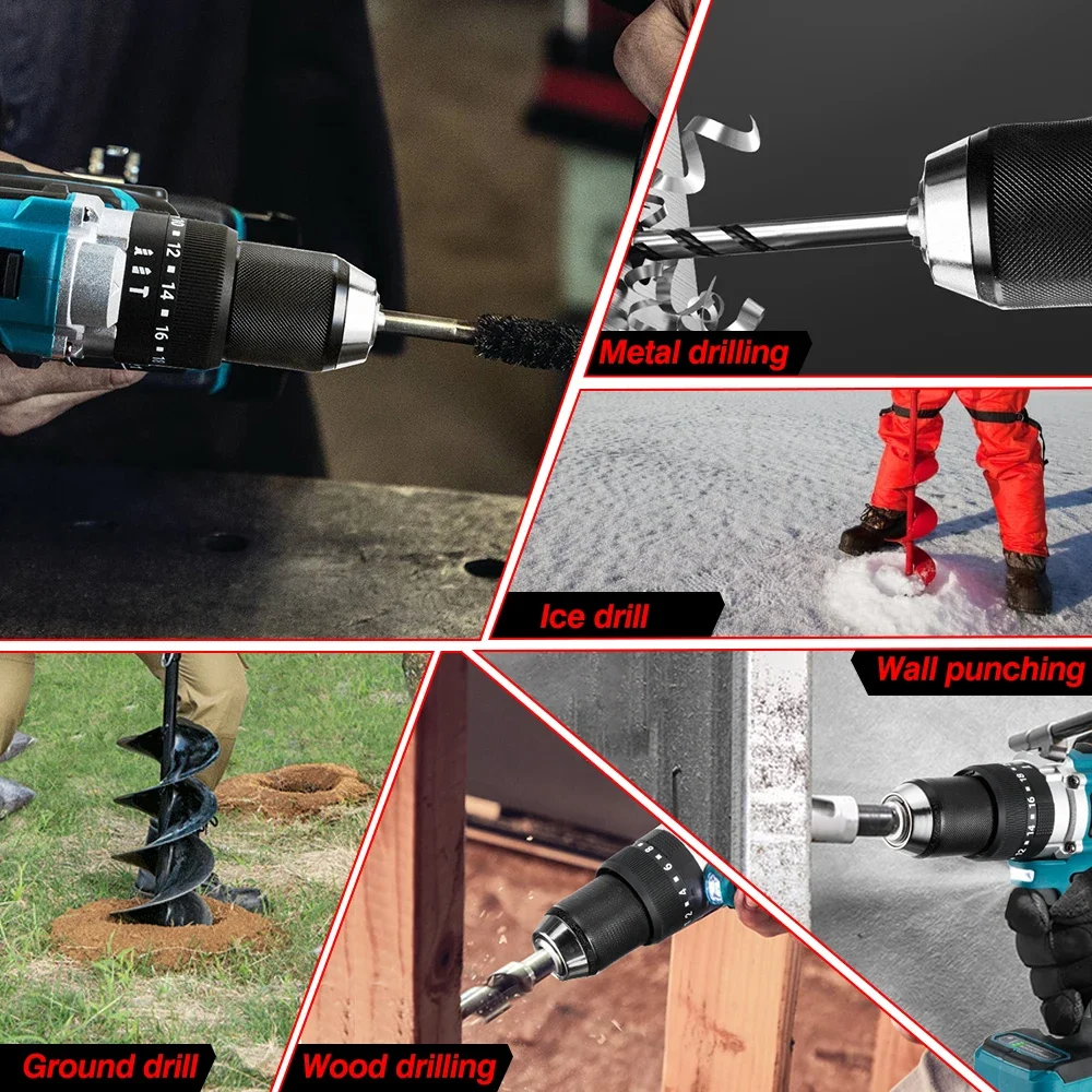 Onevan-Brushless Furadeira Elétrica, Chave de Fenda Elétrica, Furadeira de Impacto 3in 1, Ferramenta Elétrica para Makita, Bateria 18V, 13mm, Torque 20 + 3
