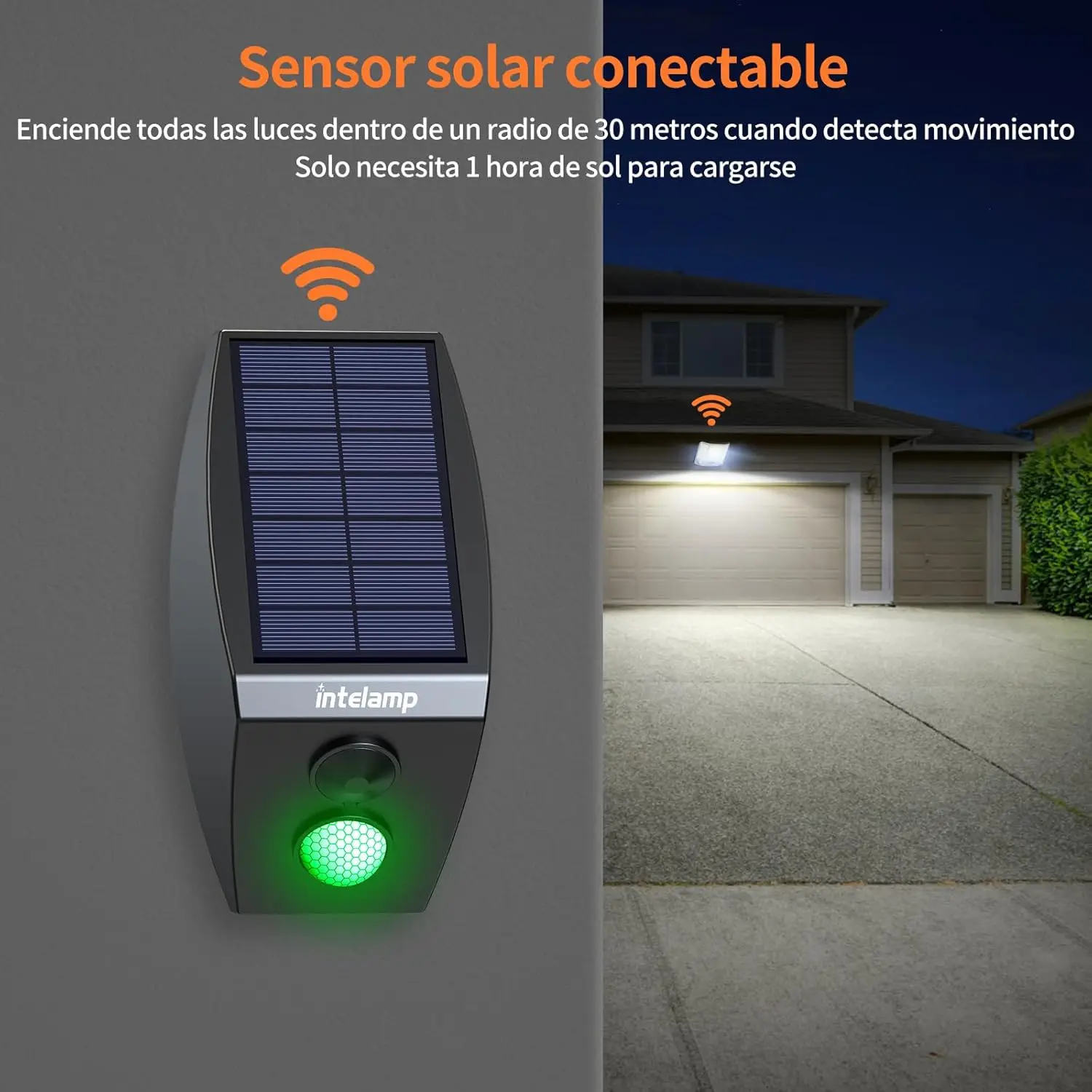 Intelamp 12000mah 3000LM Outdoor Solar led Lights Lamp With Larger Solar Panel Two Motion Sensors For Garden Street Wall Yard