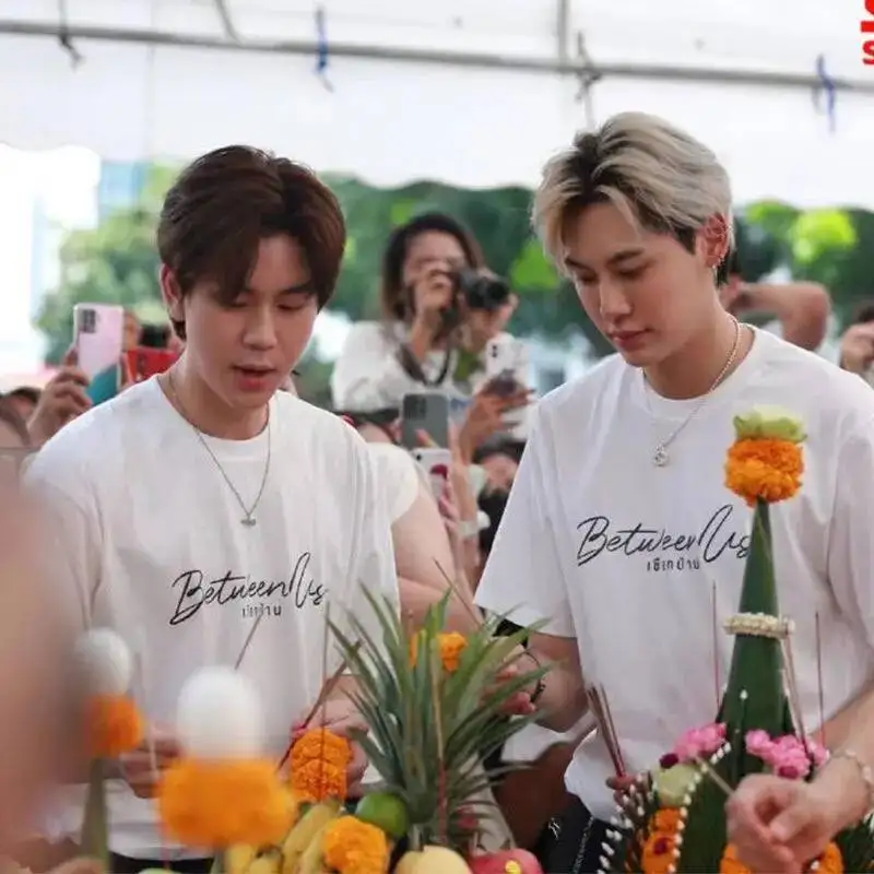 T-pop New Thai drama BetweenUsTheSeries Even Sun Boun Prem BounPrem Costume casual loose student short-sleeved t-shirt Gift view 2
