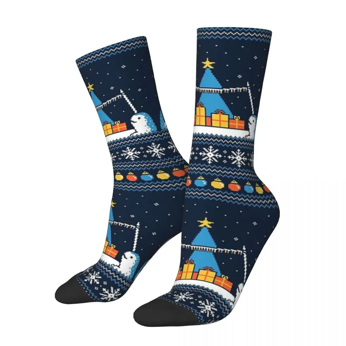 

Christmas Narwhals Socks Harajuku Sweat Absorbing Stockings All Season Long Socks Accessories for Unisex Birthday Present