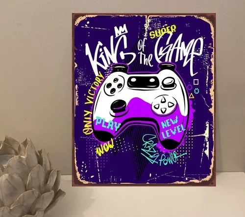 1x King Of Gaming Quote Metal Plaque Sign Gift House Novelty (mt739) --Tin Sign