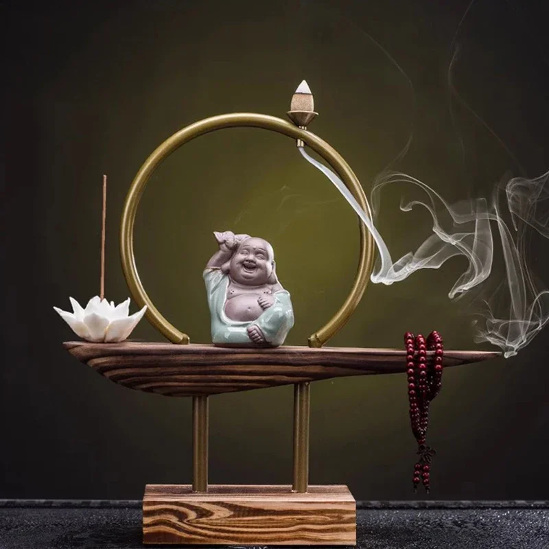 For Waterfall Incense Burnerv Fragrance Censer Backflow Incense Buddha Statue Adornos Para El Hogar Elegantes Home Decor