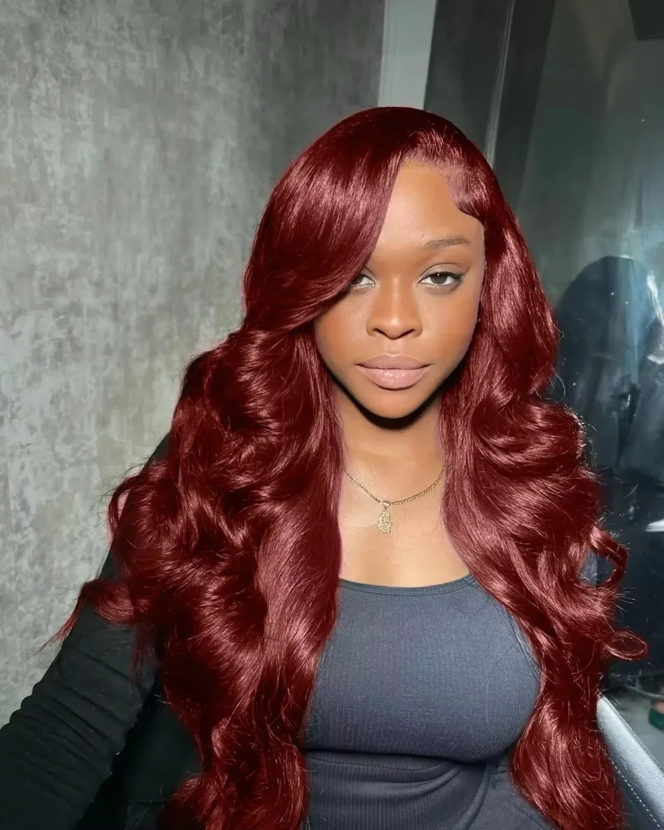 Reddish Brown Body Wave Lace Front Lace Frontal Human Hair Wig 13x4 360 Transparent Lace Wigs Pre Plucked Baby Hair 22 28 Inch 2