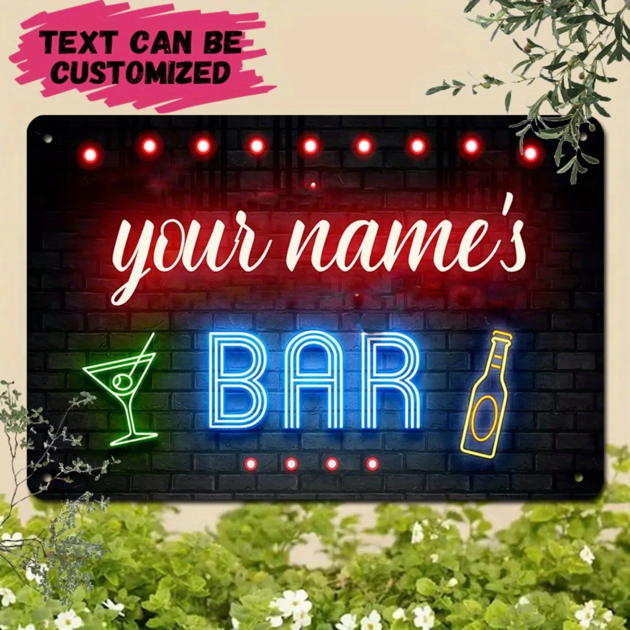 Placa de Pared Vintage de Aluminio con Diseño de Copas y Botellas de Vino, No Iluminada, Decoración para el Hogar (Solo para Decoración)