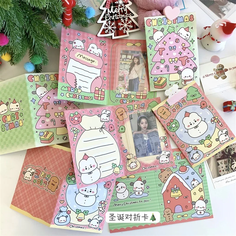 

10Pcs Christmas Folding Card Cute Dog Packaging Material Card Shipping Message Card Gift Packaging Greeting Card