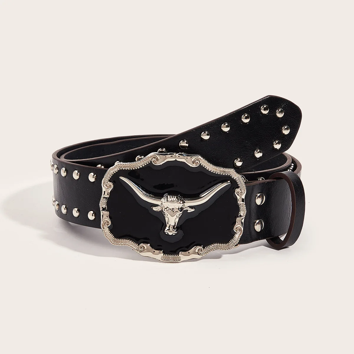 2024 Fashion vintage Punk Cowgirl Rivet Western Cowboy Cow Head Decorated Women's Belt Hip-hop Streets Jeans Y2k Men's Belt