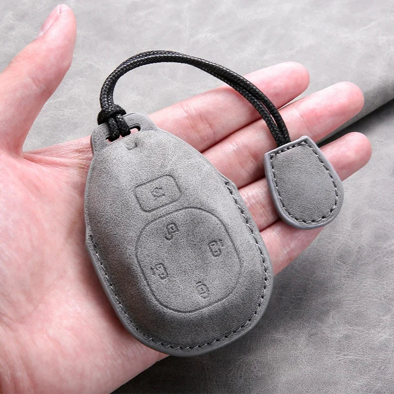 

Leather Car Remote Key Case Cover for GAC Trumpchi E8MAX E8PRO Car Key Case Cover Shell Fob Keyring