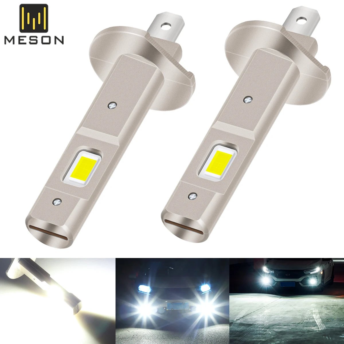 

2pcs H1 Auto Fog Lamp 6000K White 3570 Chip LED Replacement Bulbs For Car Fog Lights Daytime Running Lights High Power DRL Lamps