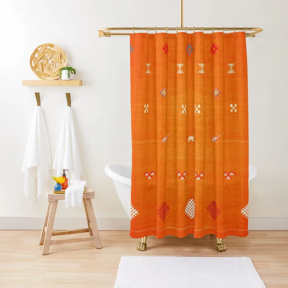 A1 - Traditional Anthropologie Moroccan orange Artwork. Shower Curtain For Bathroom Shower Waterproof Bath And Anti-Mold Curtain