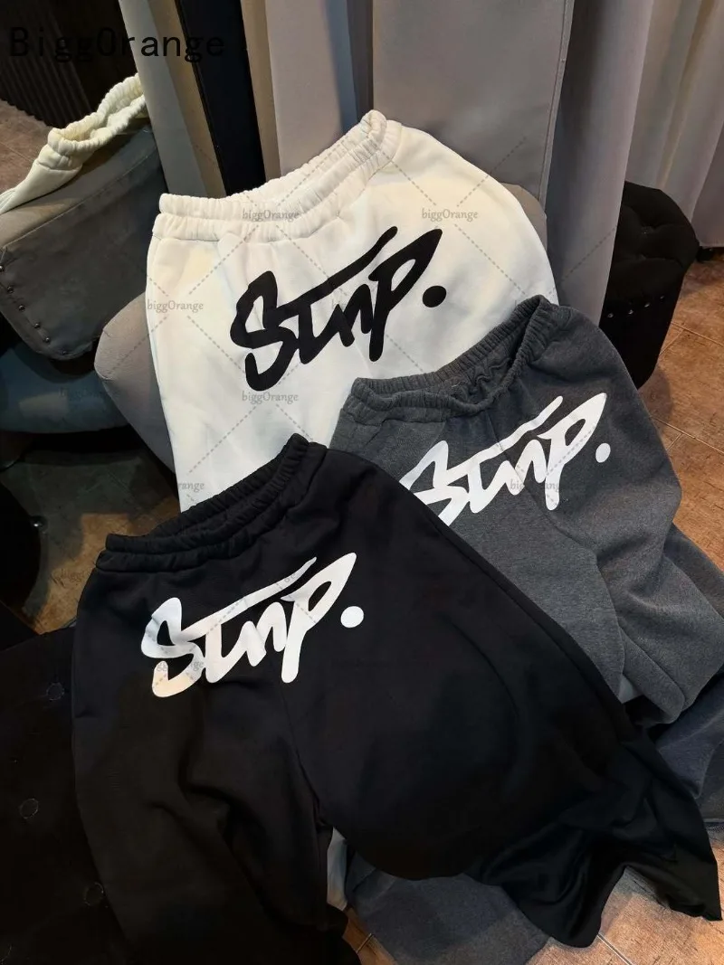 Y2K سراويل رياضية أوروبية وأمريكية مطبوعة بأحرف كلاسيكية للرجال والنساء أزياء شارع هاراجوكو فضفاضة مباشرة من خلال السراويل #2