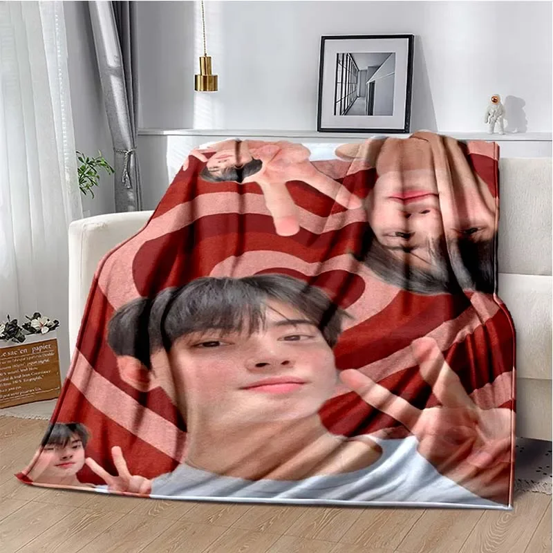 Popular Korean Actor Cha EunWoo Printed Blanket Leisure Sofa Blanket Home Office AirConditioning Soft Leisure Customizable Throw