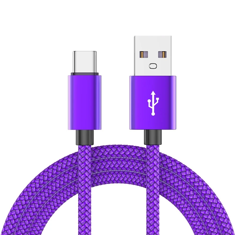 Nylon-Datenkabel, schnelles Ladegerät, USB-A-auf-Typ-C-Ladekabel für Huawei, Samsung, Android-Handys, Typ-C-Ladegerät, 1 m, 2 m, 3 m