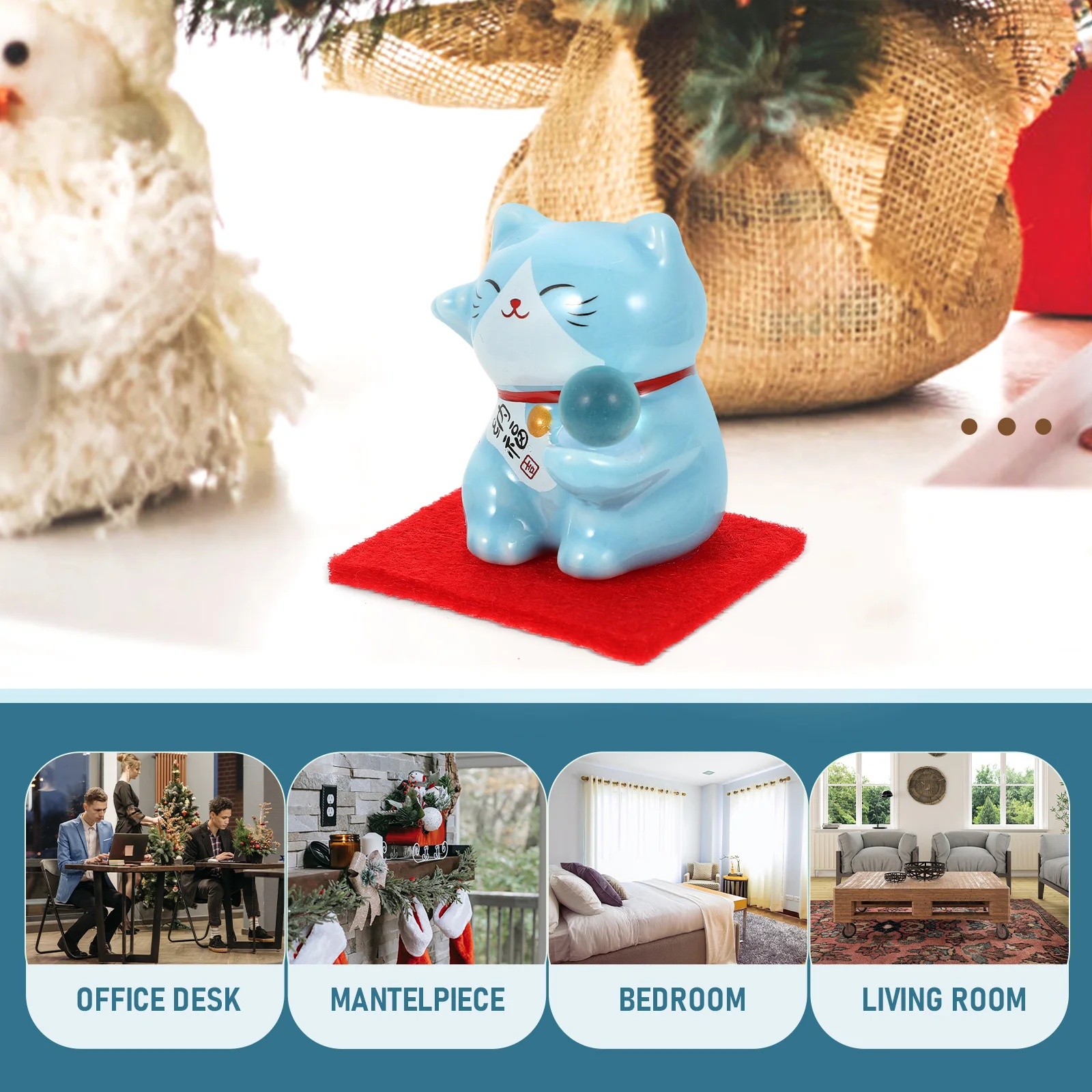 

2 Pcs Ceramics Cat Figurine Small Cat Statue Miniature Office Decor Auspicious nament Exquisite Craft Cartoon