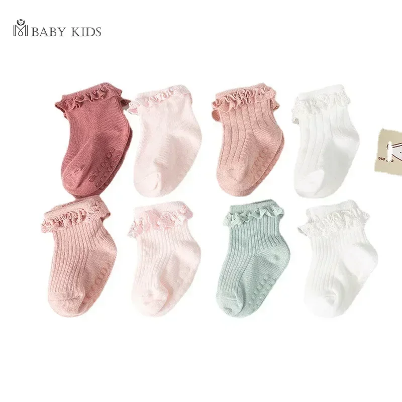 Baby Children\'s Non-slip Autumn Winter Cotton Socks Solid Color Baby Foot Socks