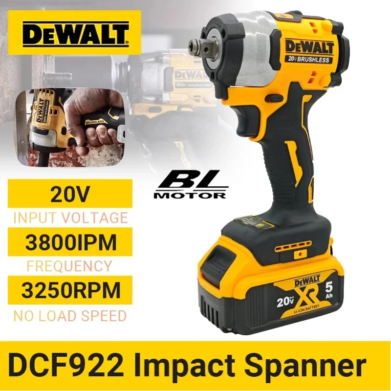 

Бесщеточный ударный гайковерт Dewalt DCF922, аккумуляторный, с большим крутящим моментом, регулируемой скоростью, 20В, перезаряжаемый инструмент