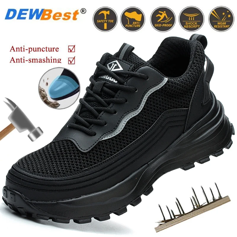 

Men's breathable lightweight safety shoes anti-smash anti-puncture steel head non-slip work shoes safety protection shoes new!