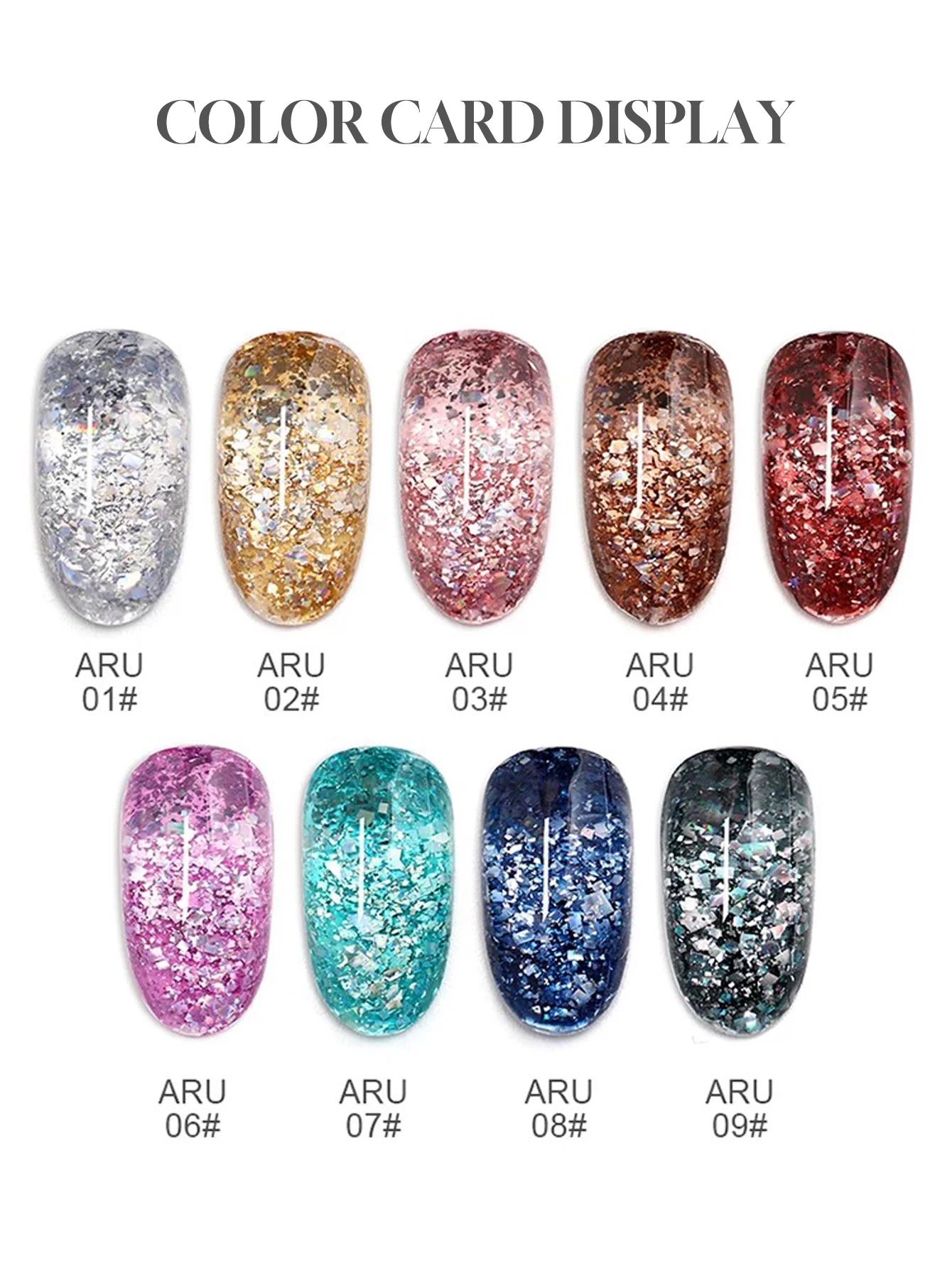 1/9PCS 2025 New Nail Salon Set Colorful Sparkling Brilliant Laser Mica Large and Small Glitter Gel Crushed Diamond UV Gel Nail