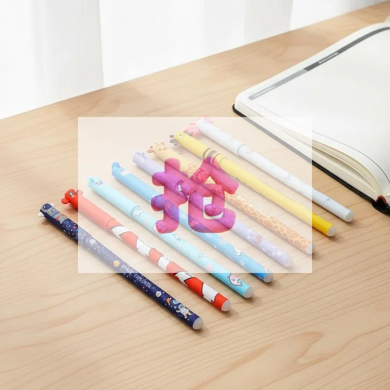 

8 шт. канцелярских принадлежностей: стираемые ручки в форме животных для ведения дневников, гелевые ручки для письма, подарки на день рождения и Рождество