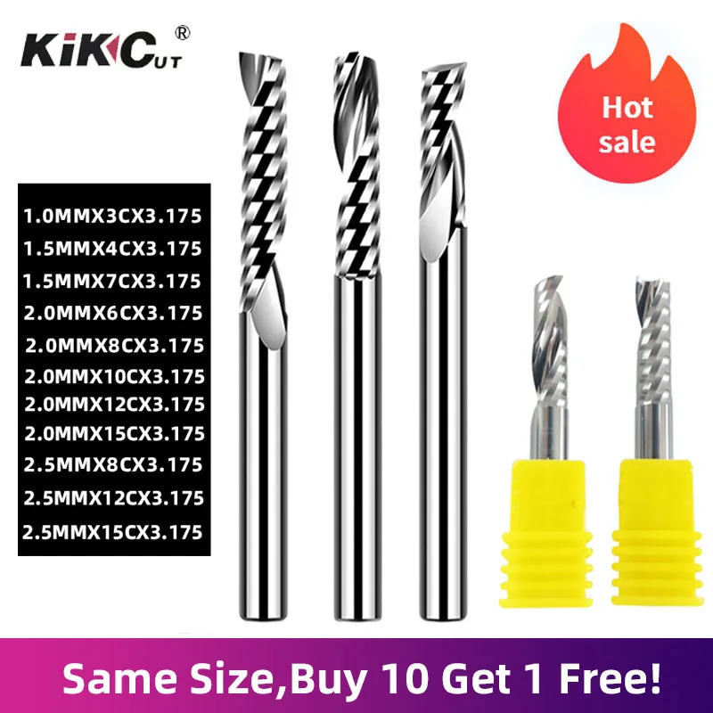 

1PC Single Flute Spiral End Mill Carbide Alloy Milling Cutter For Acrylic Density Board Cutting 1.0MM 1.5MM 2.0MM 2.5MM