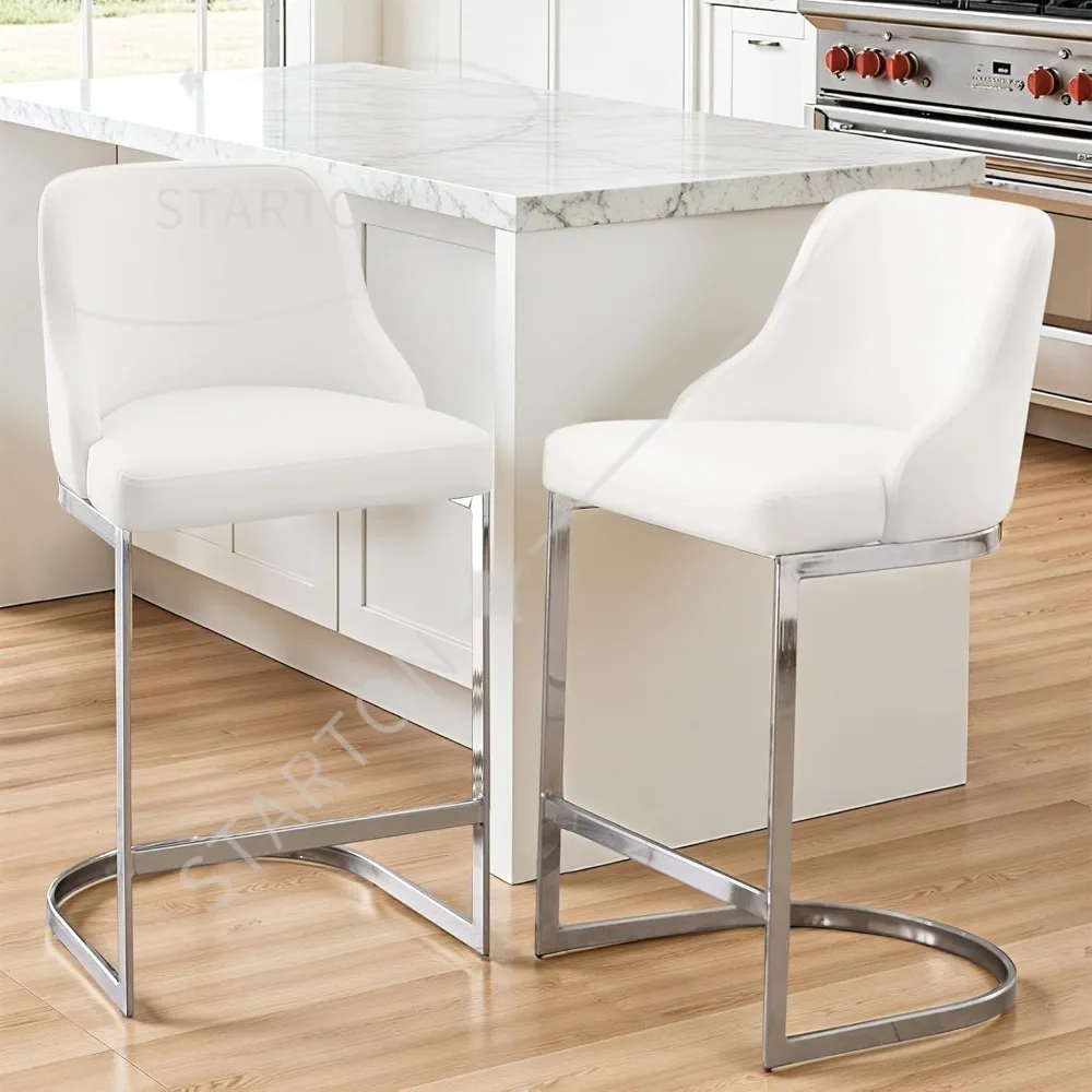 

Bar Stools Set of 2, Counter Height 26" Bar Stools with Back, Modern Counter Stools with Steel U-Shaped Base