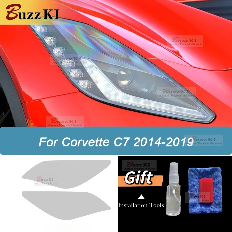 

For Chevrolet Corvette C7 2014-2019 2 Pcs Car Headlight Protective Film Smoked Black Tint Wrap Vinyl Transparent TPU Car Sticker