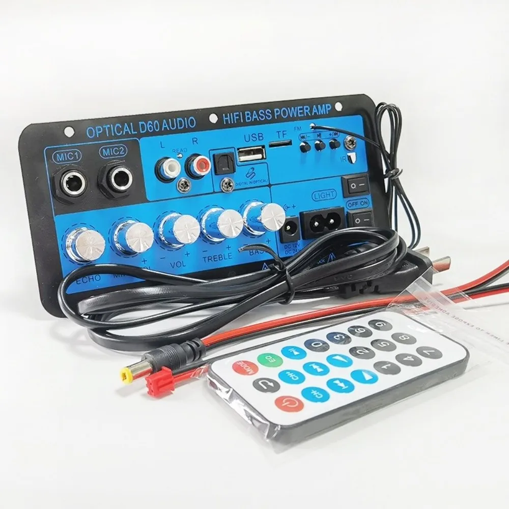 Multi-functional Car Audio Amplifier Dual Microphone D50 D60 Stereo Amplifier Board 12v24v220V Optical Audio Bluetooth Amplifier