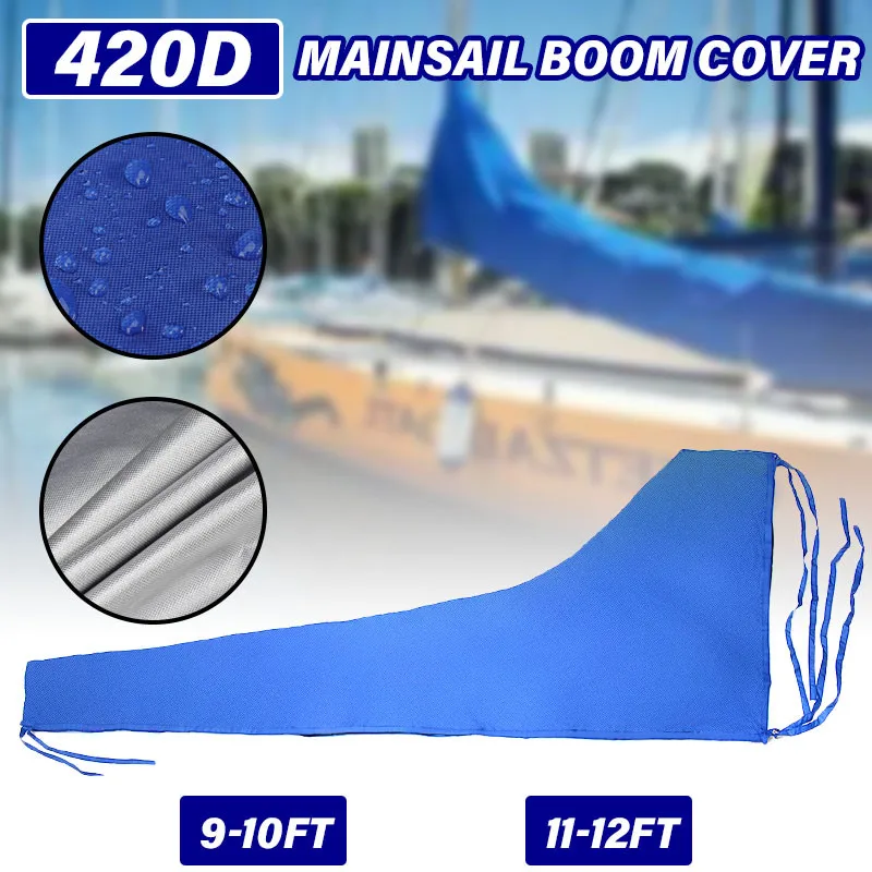 420D Mainsail Boom Cover Boat Sail Cover Boom Sail Cover Waterproof Anti UV Protector For 9-10Ft/11-12Ft